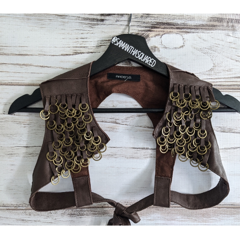 Arden B Chain Leather Bolero Vest sz xs/s